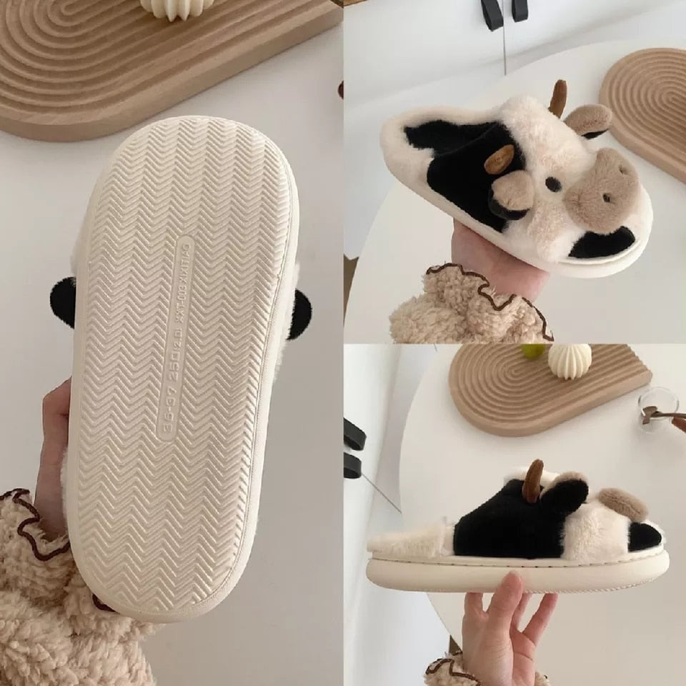 Furry Cow Slippers