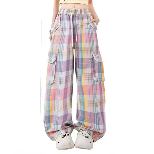 Pastel Plaid Cargo Pants