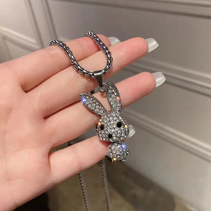 Kawaii Bunny Pendant Rhinestone Necklace