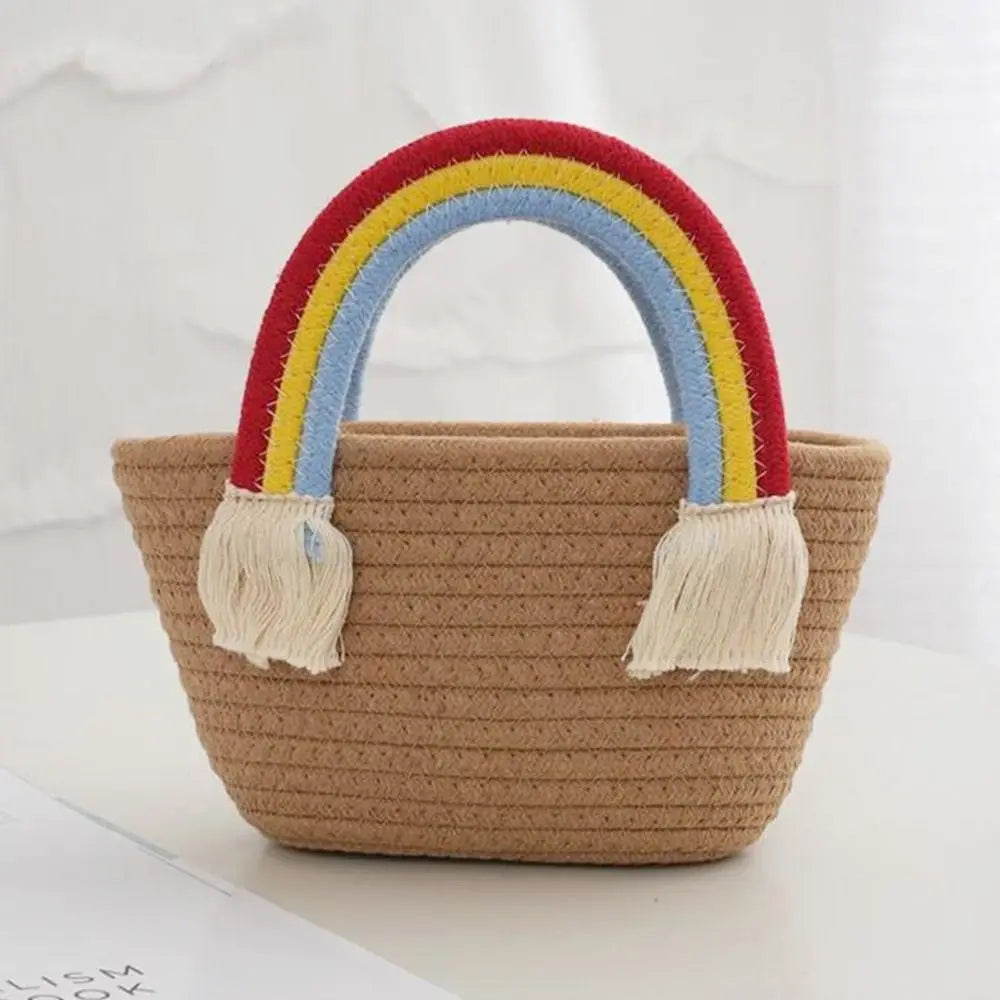 Rainbow Handle Tote Handbag