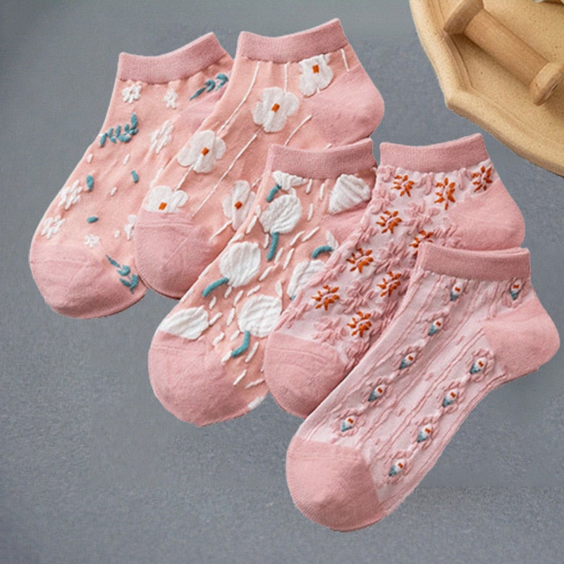 Floral Embroidery Socks