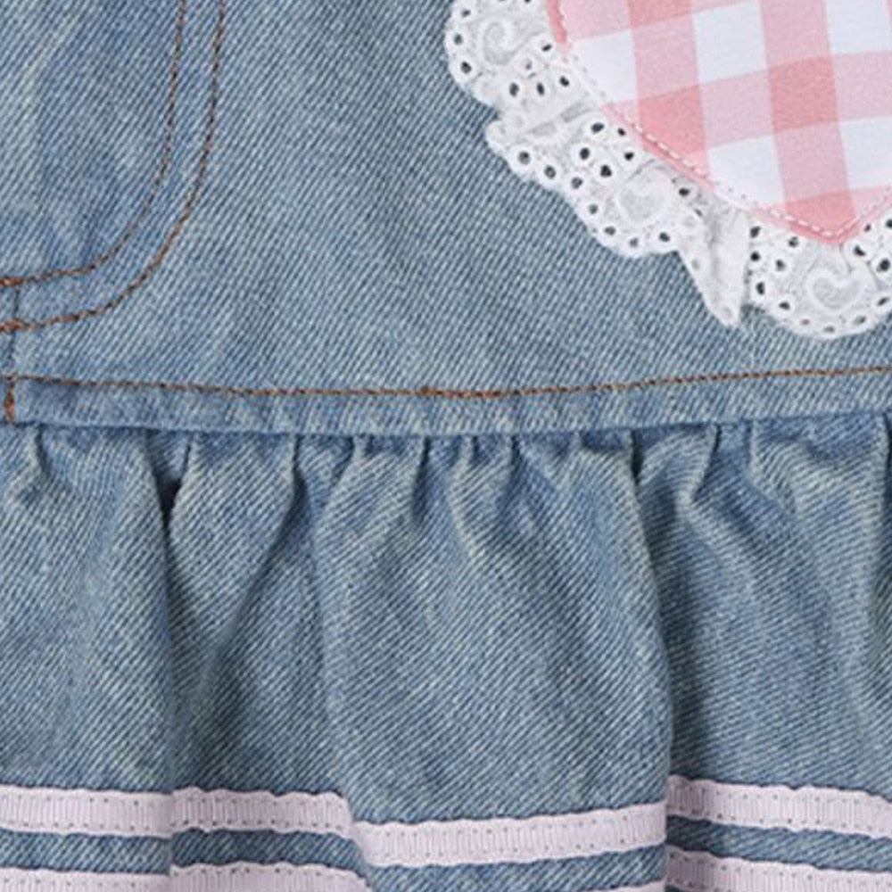 Gingham & Denim Ruffled Skirt