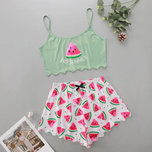 Watermelon Crop Top Pajamas