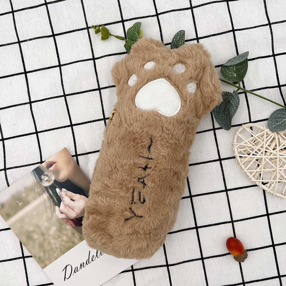 Plush Cat Paw Pencil Bag