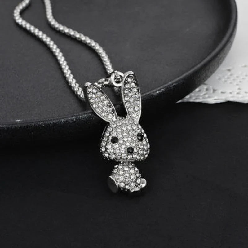 Kawaii Bunny Pendant Rhinestone Necklace