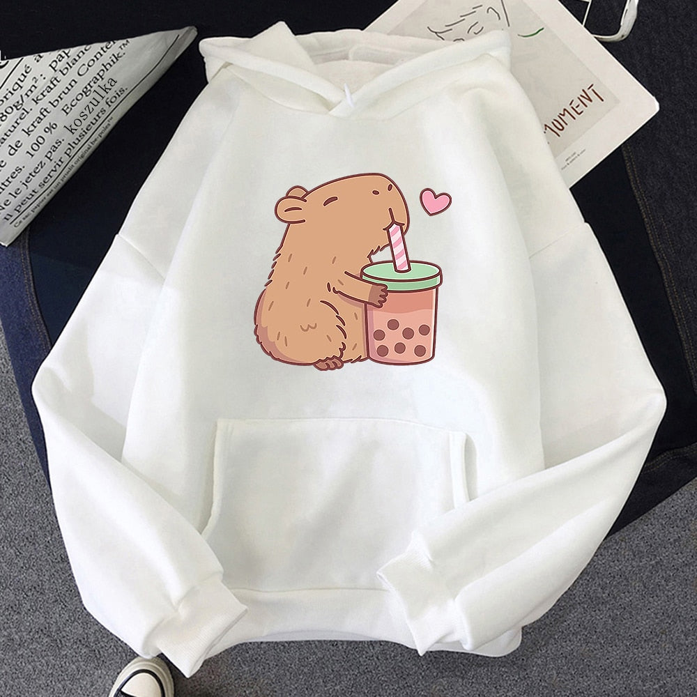 Capybara Loves Boba Tea Hoodie