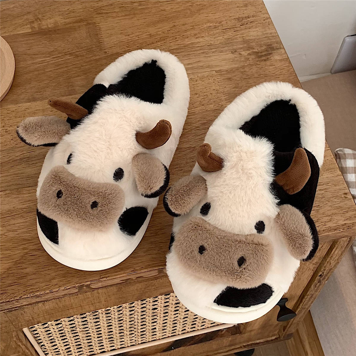 Furry Cow Slippers