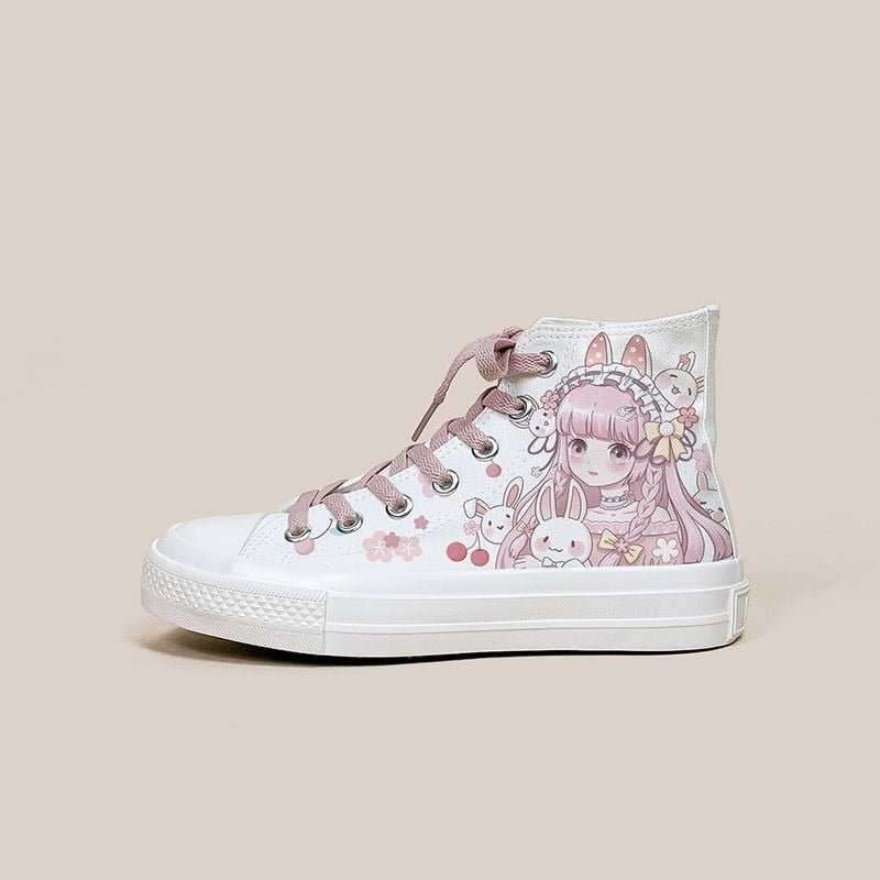 Cherry Bunnies Canvas Shoes