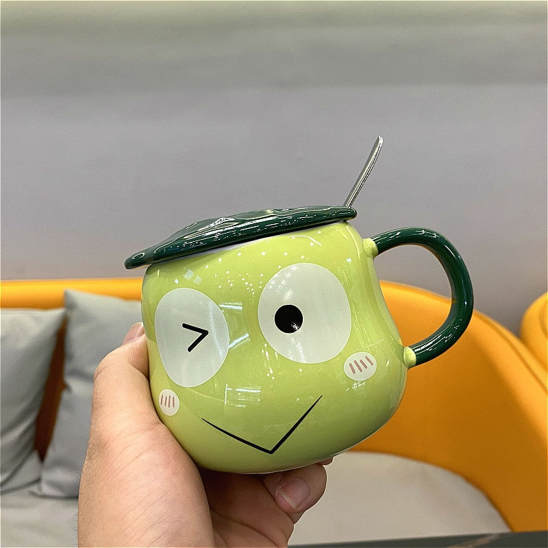 Frog Mug With Lid & Spoon