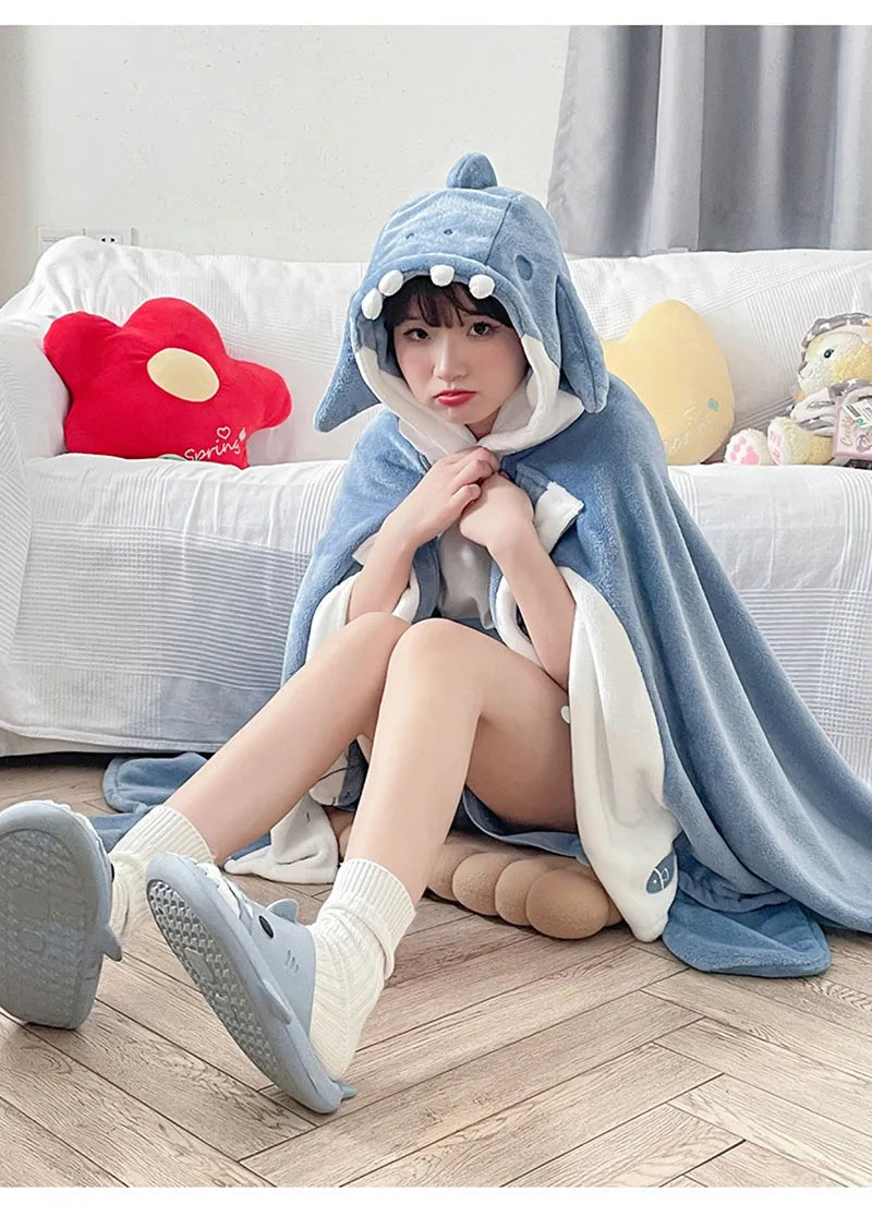 Shark Blanket Hoodie Cloak