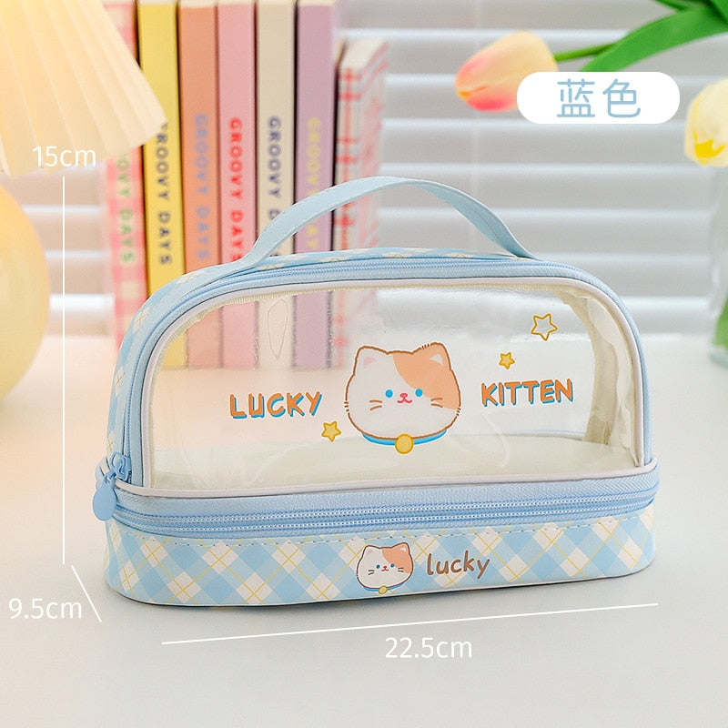 Cute Animals Transparent Pencil Case