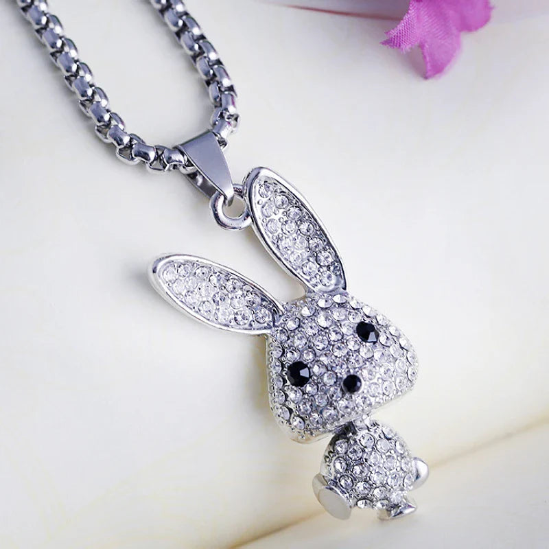 Kawaii Bunny Pendant Rhinestone Necklace