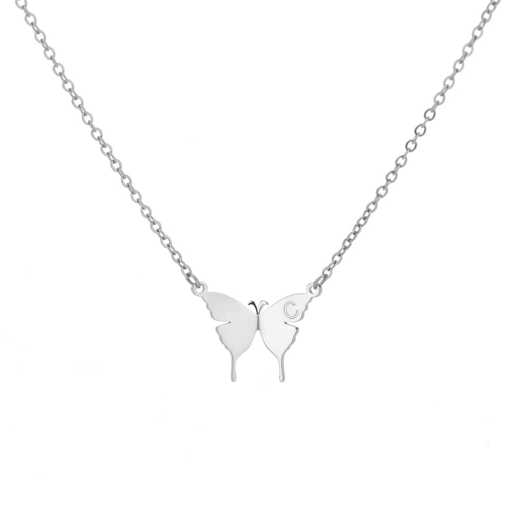 Butterfly Initial Letter Necklace