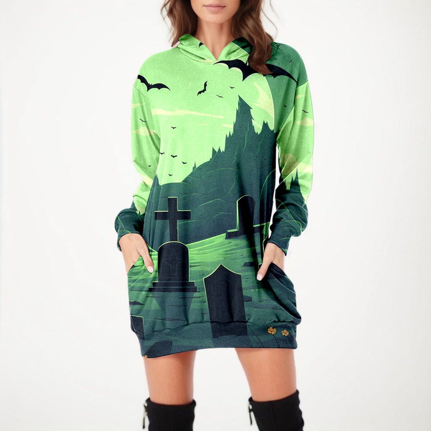 Halloween Print Hoodie Dress