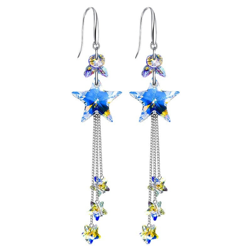 Crystal Star Dangling Earrings