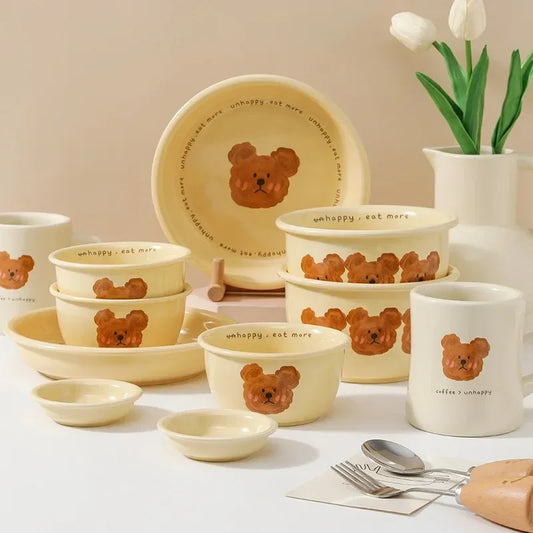 Korean Cartoon Bear Ceramic Tableware