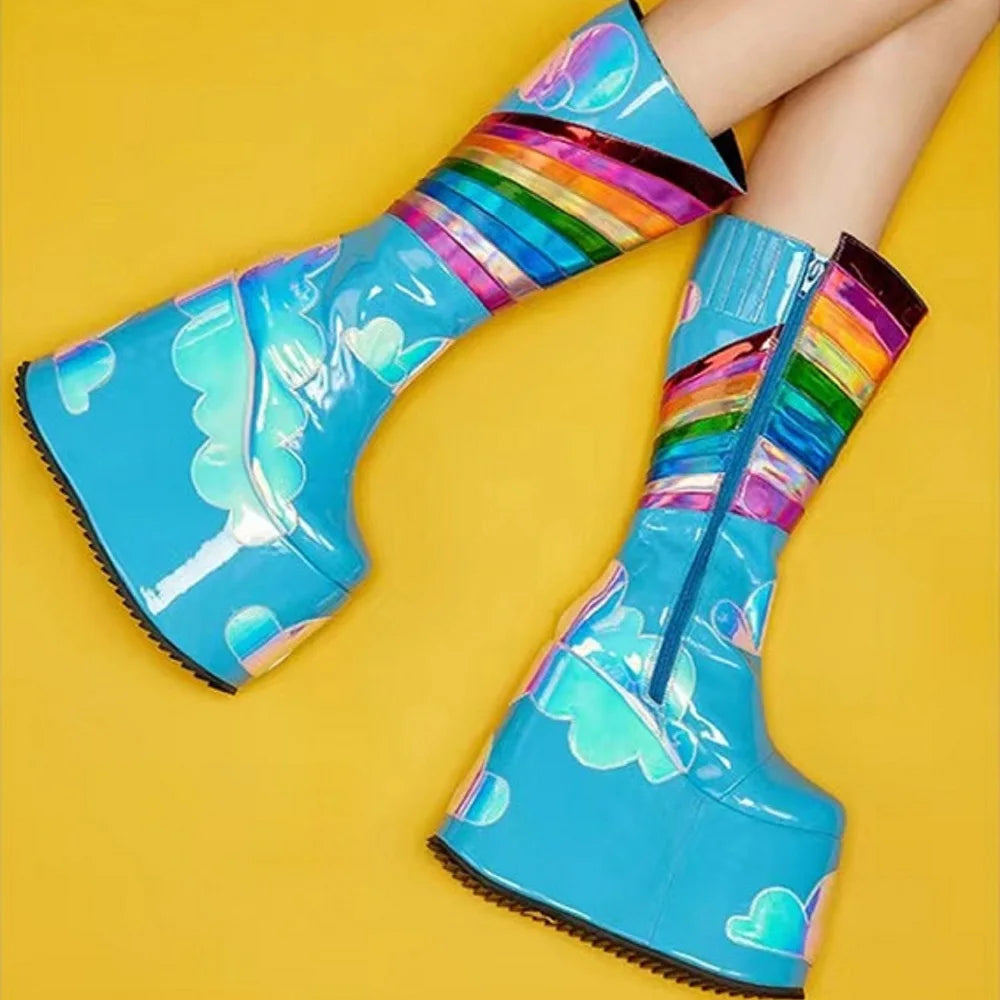 Rainbow Clouds Platform Boots