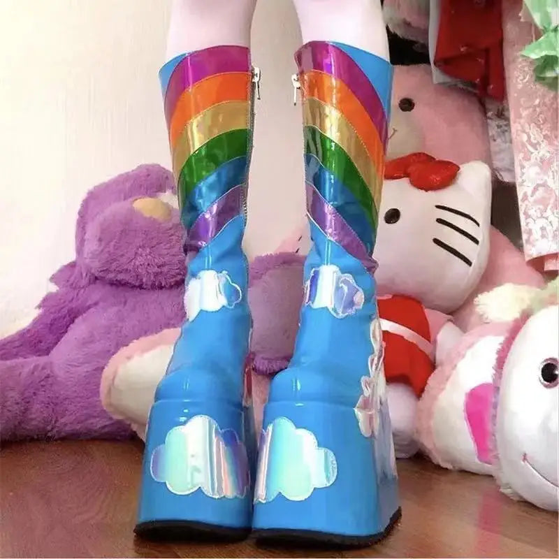 Rainbow Clouds Platform Boots