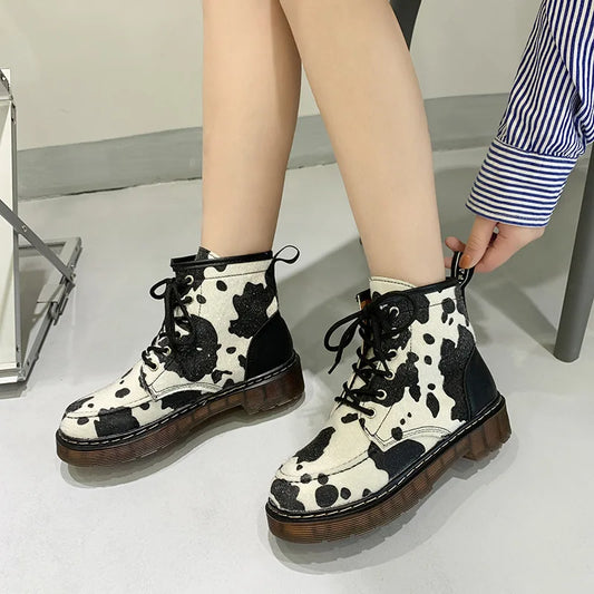 Cow Pattern Print Boots