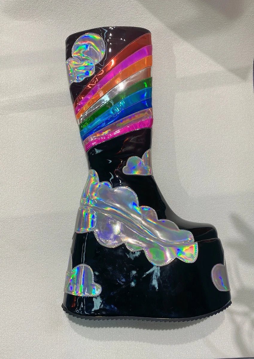 Rainbow Clouds Platform Boots