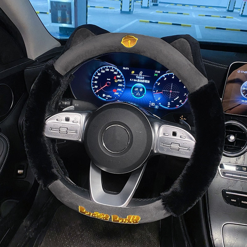 Plush Cat Steering Wheel Cover