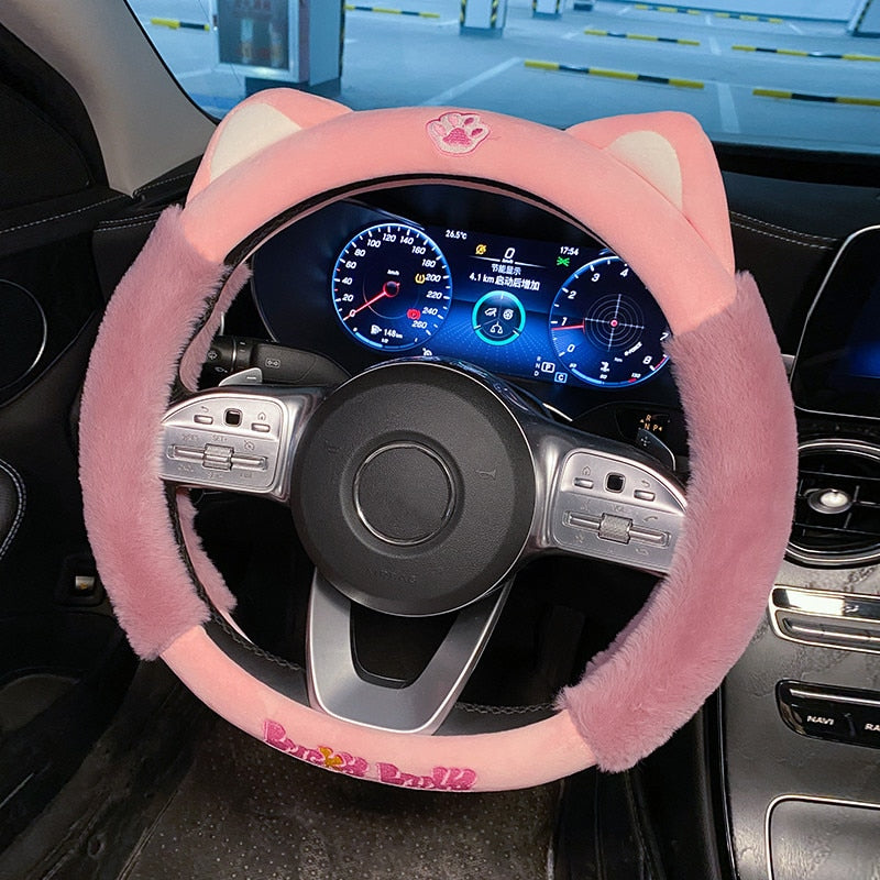 Plush Cat Steering Wheel Cover