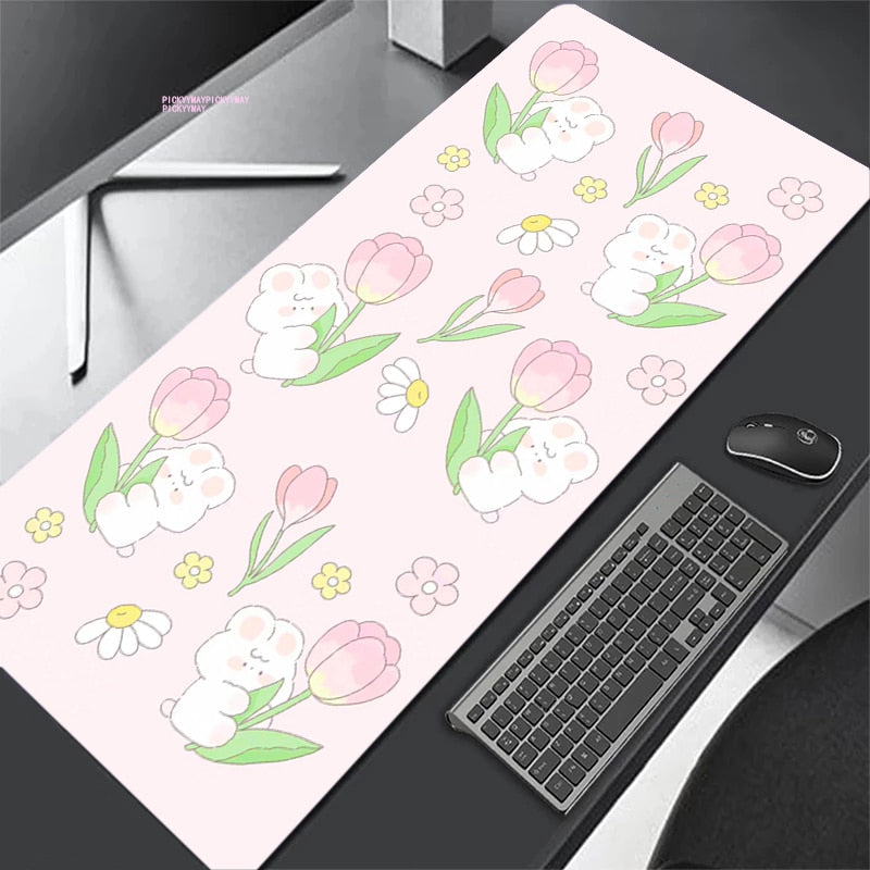 Flower Bunny Desk Pad