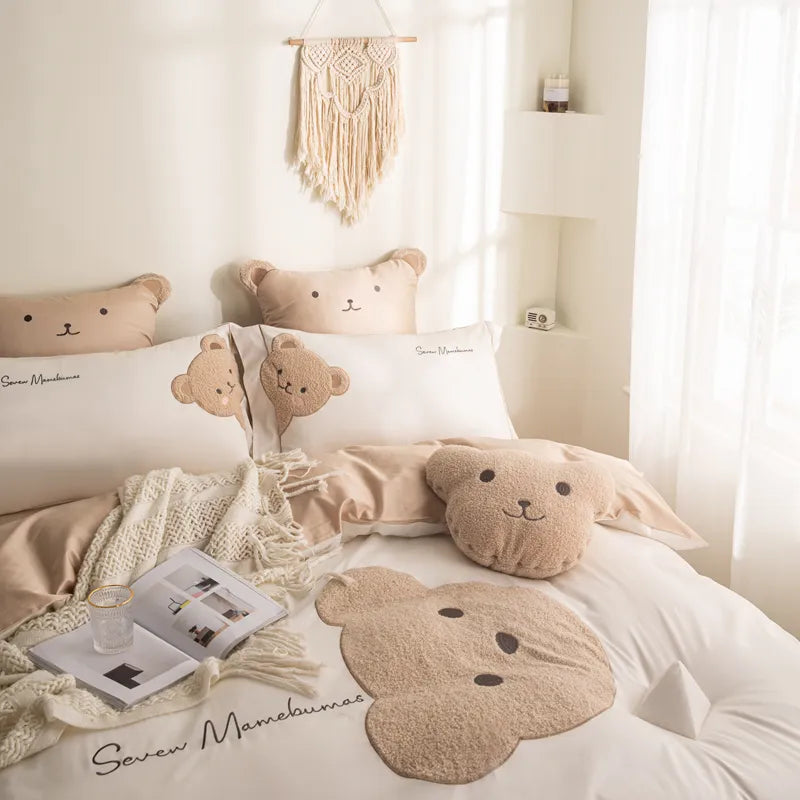 Teddy Bear Embroidery Cotton Bedding