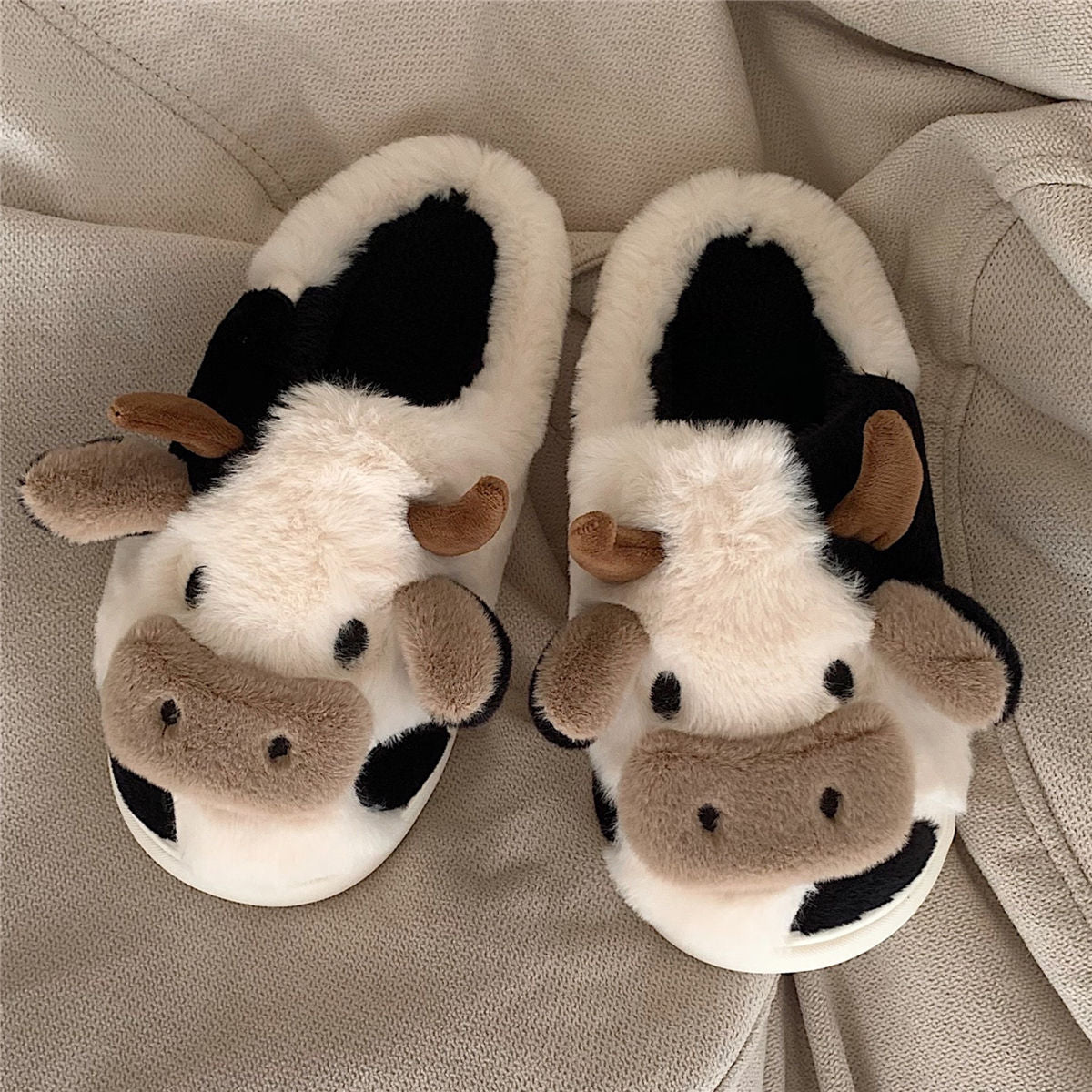 Furry Cow Slippers