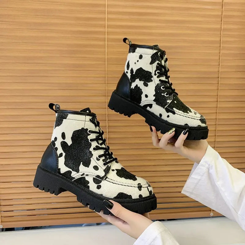 Cow Pattern Print Boots