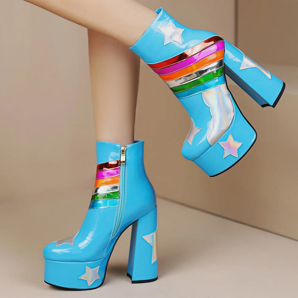 Rainbow Super High Platform Short boots