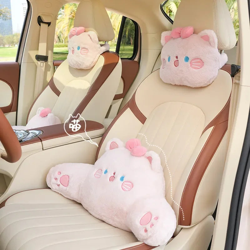 Pink Plush Cat Car Seat Accessories