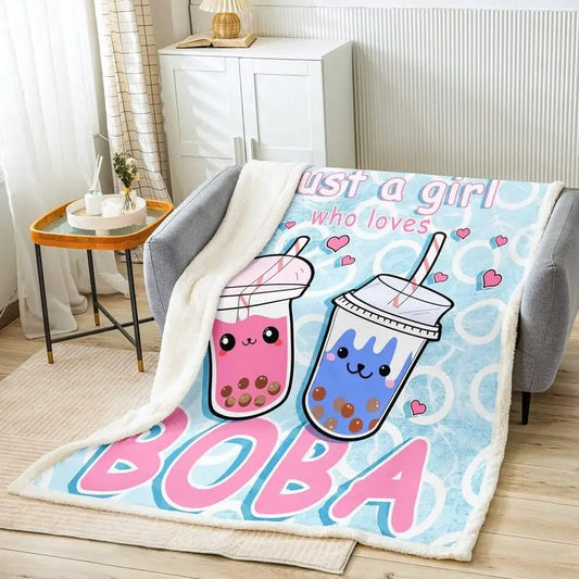 Boba Tea Fleece Blanket