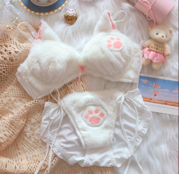 Cat Paw Plush Underwear Set