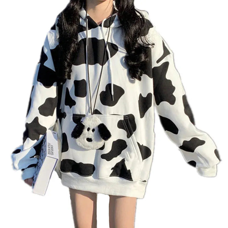 Cow Pattern Print Hoodie