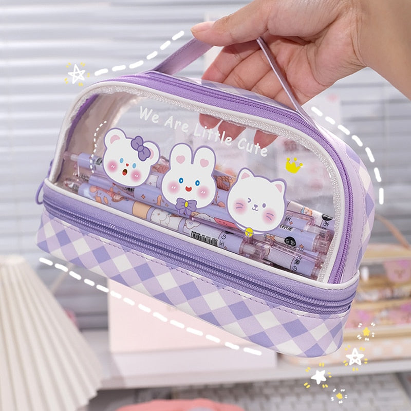 Cute Animals Transparent Pencil Case