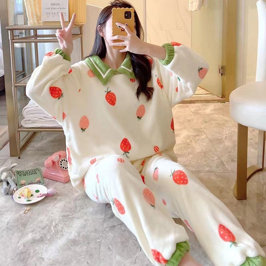 Strawberry Print Winter Pajamas