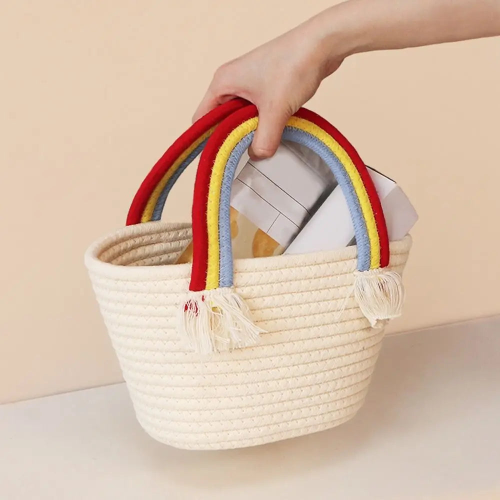 Rainbow Handle Tote Handbag