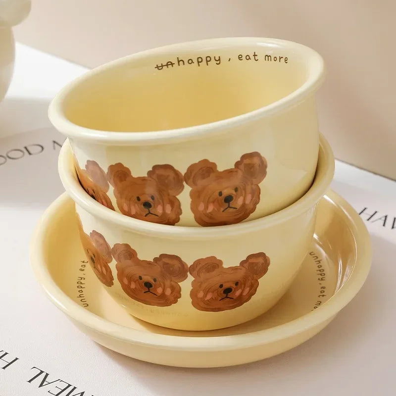 Korean Cartoon Bear Ceramic Tableware