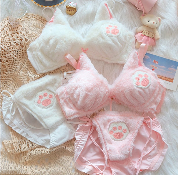 Cat Paw Plush Underwear Set