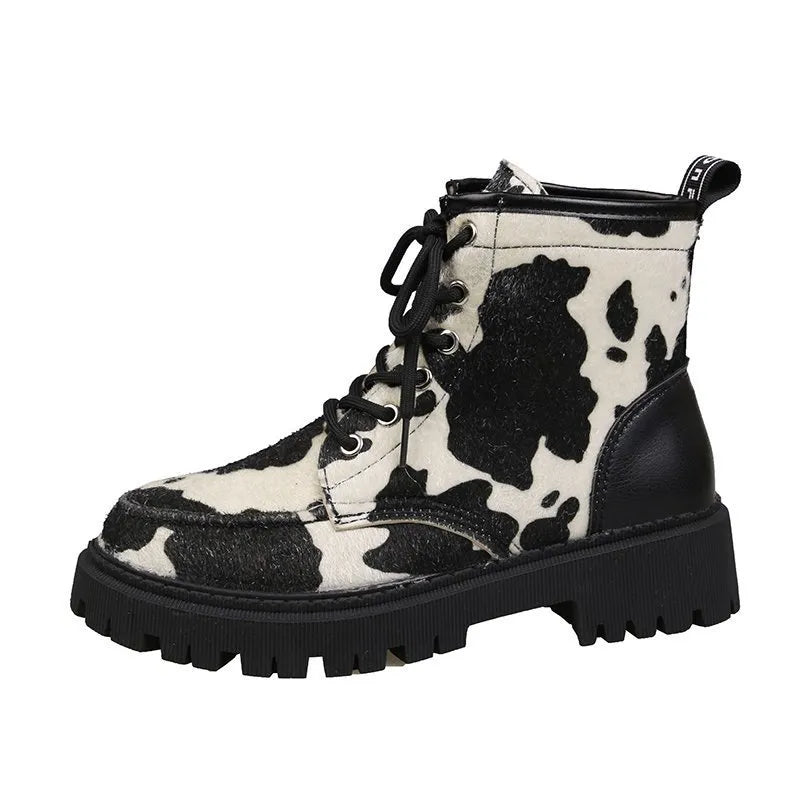 Cow Pattern Print Boots