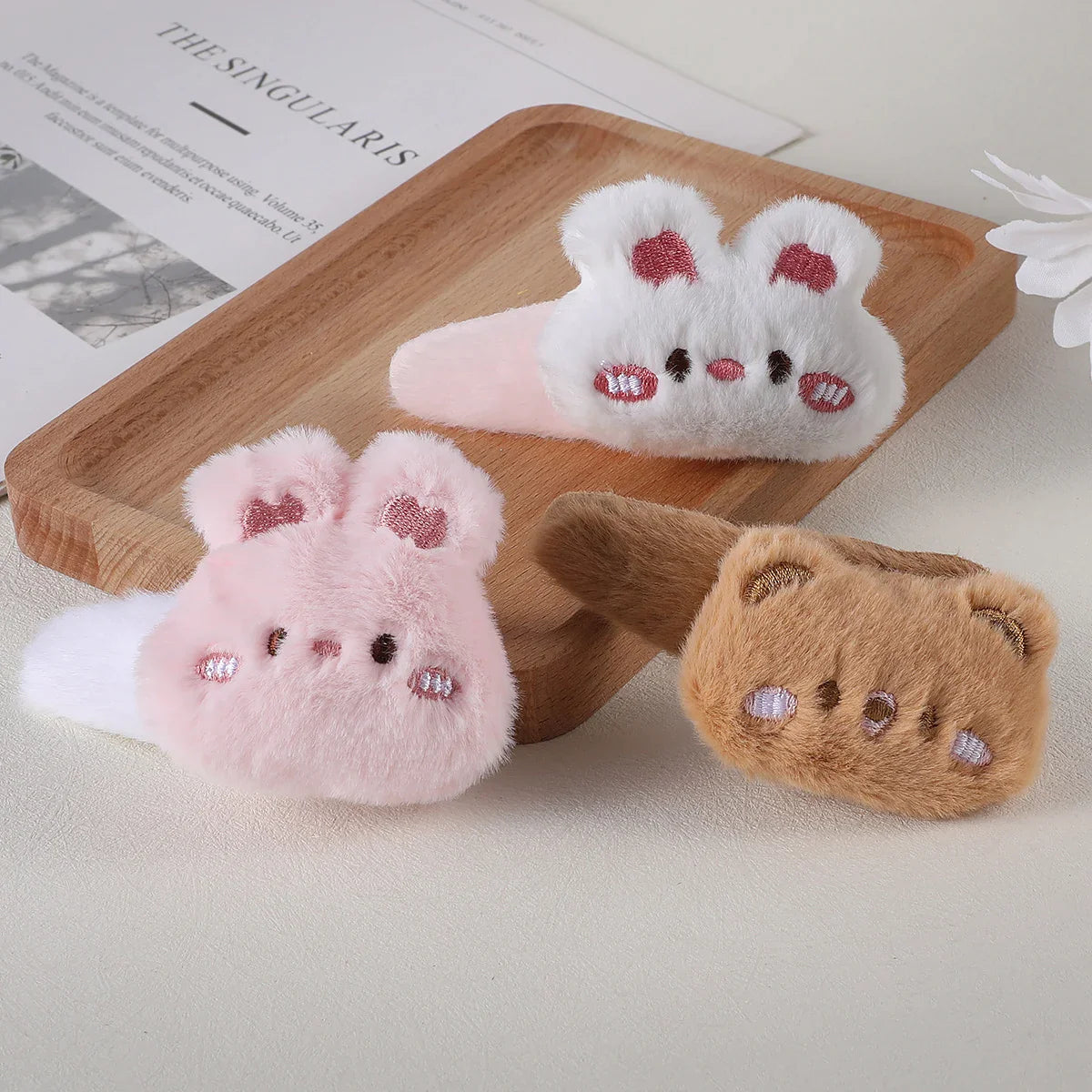 Bunny & Bear Plush Hair Clips