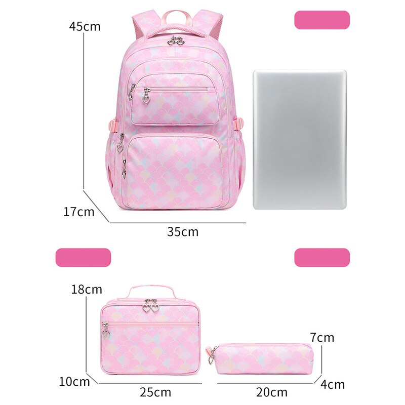 3 Pcs/Set Mermaid Backpack