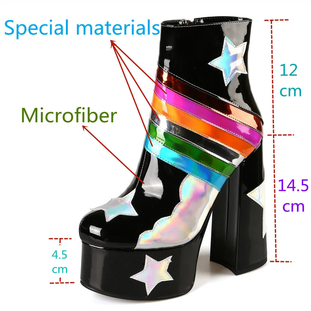 Rainbow Super High Platform Short boots