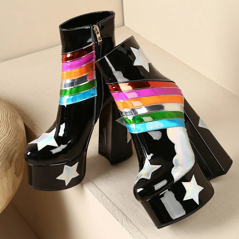 Rainbow Super High Platform Short boots