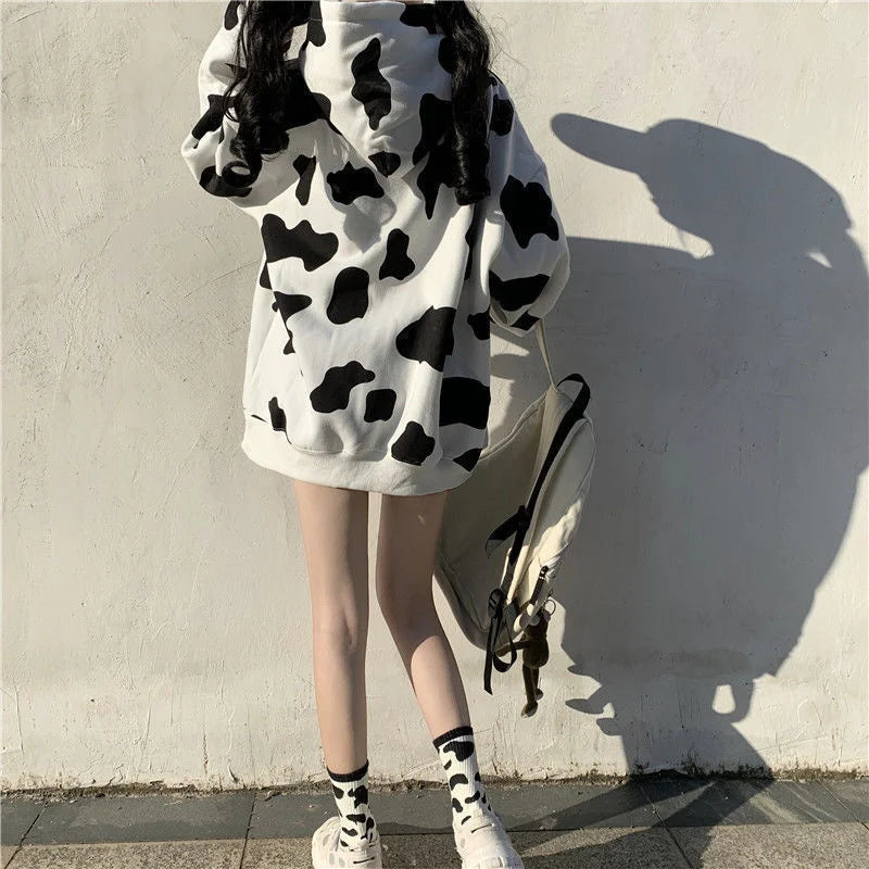 Cow Pattern Print Hoodie