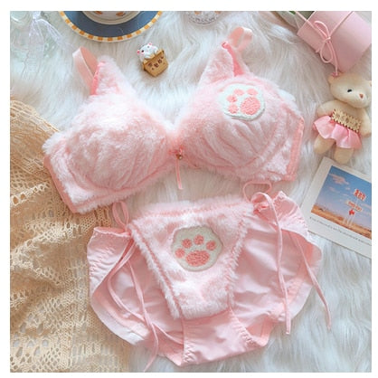 Cat Paw Plush Underwear Set