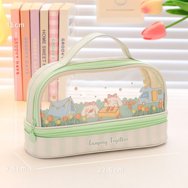 Cute Animals Transparent Pencil Case