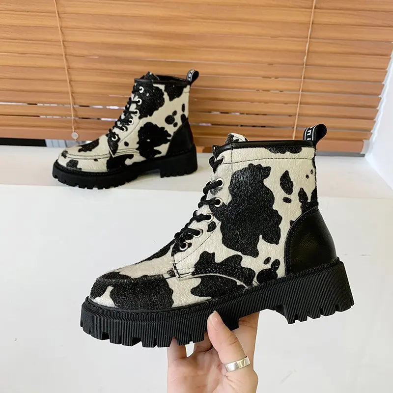 Cow Pattern Print Boots