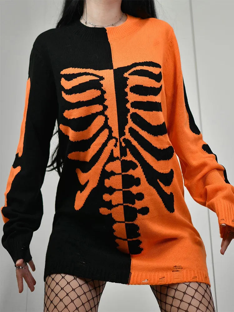 Orange & Black Skeleton Sweater